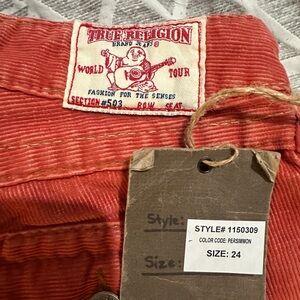 True Religion Persimmon Corduroy Jeans